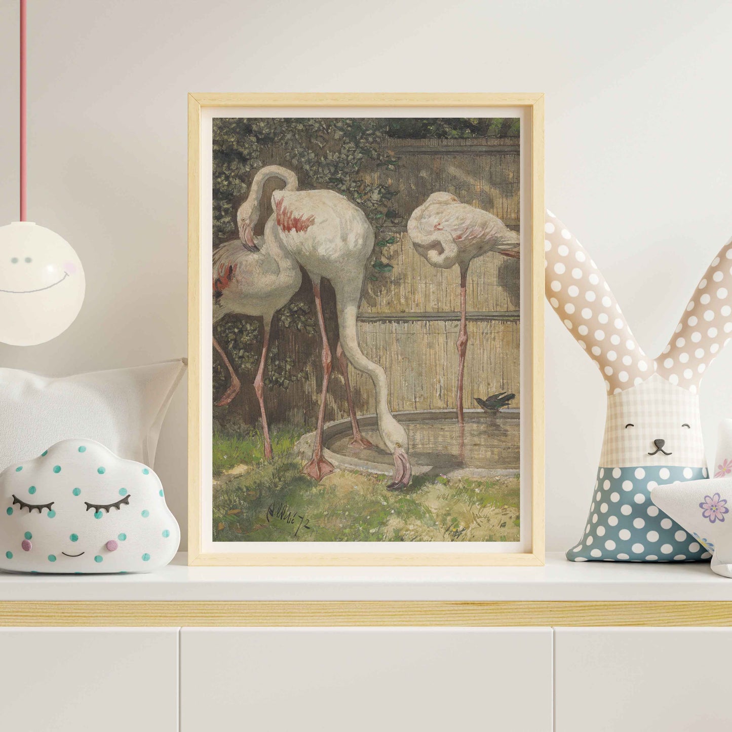 Flamants roses mignons | Art mural imprimable