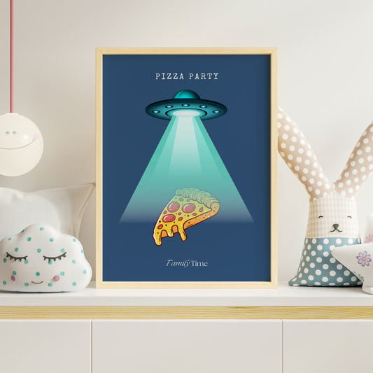 Affiche Pizza Party – Illustration graphique humoristique