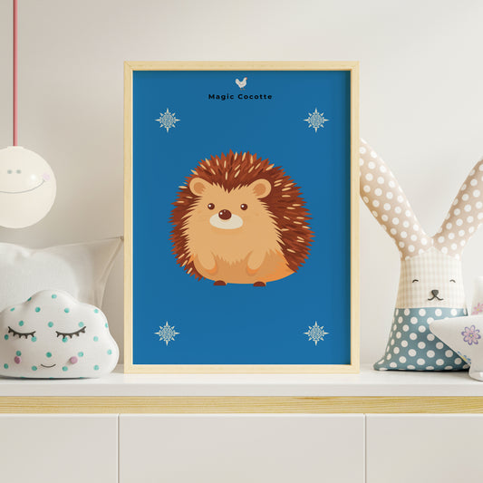 Cute hedgehog wall art – Children illustration print