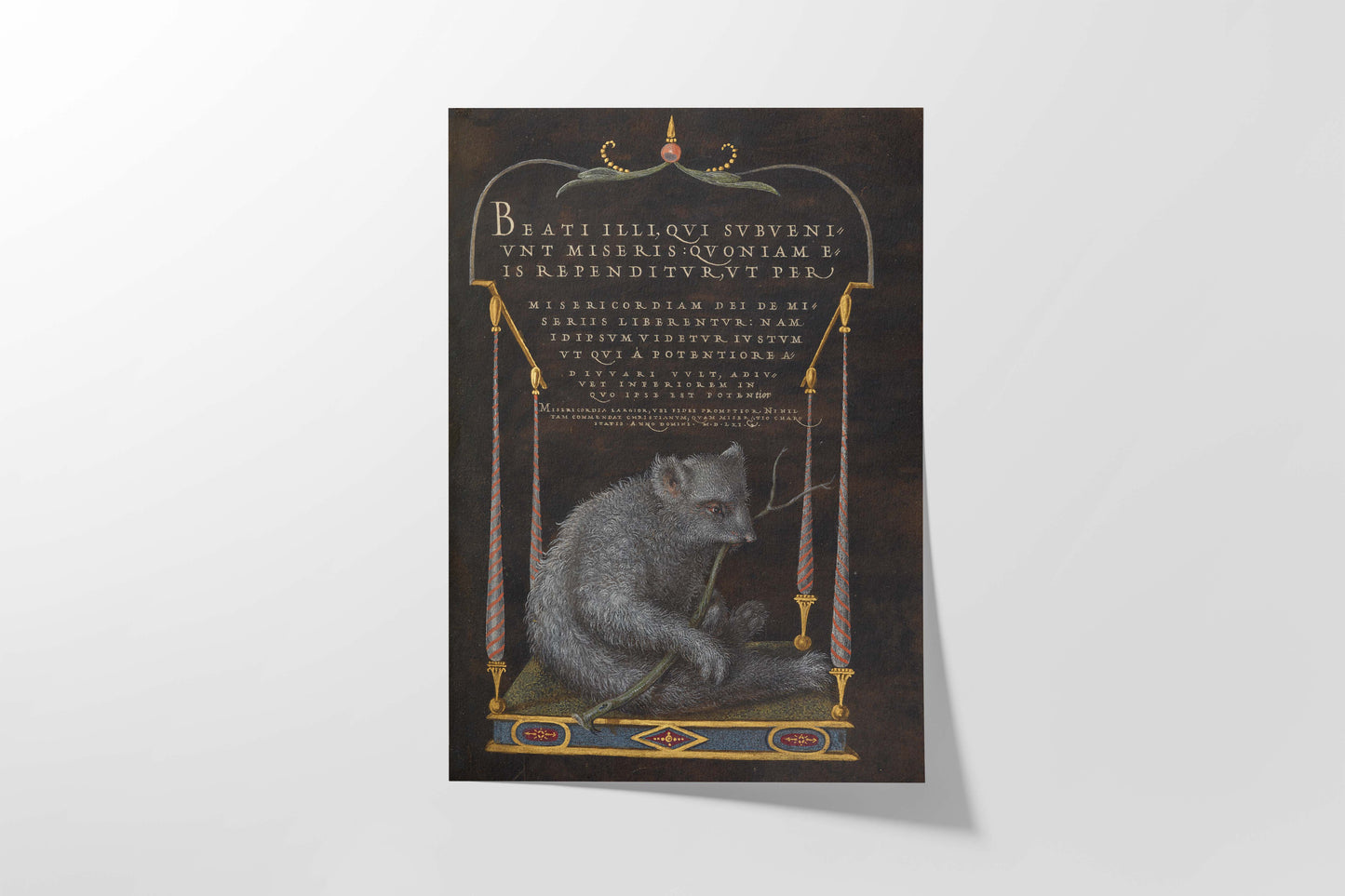 A Sloth by Joris Hoefnagel - Museum Quality Art Print | Renaissance Illuminated Manuscript | Four Elements Series 16th Century