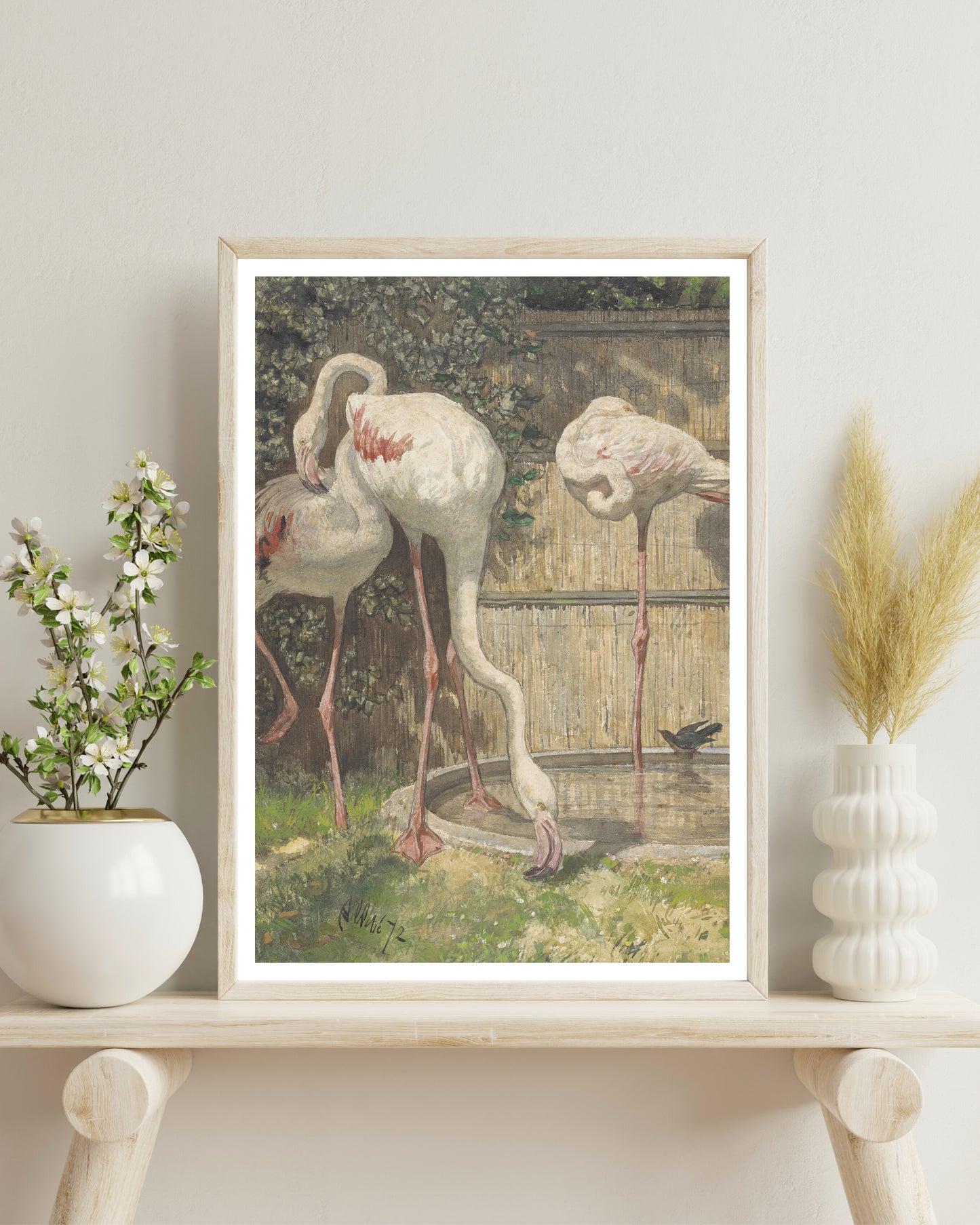 Flamants roses mignons | Art mural imprimable
