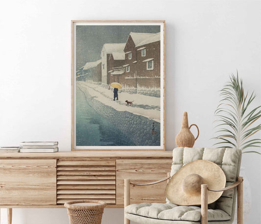 Bishu Handa Shinkawabata by Hasui Kawase – Snowy Japanese Landscape Art Print