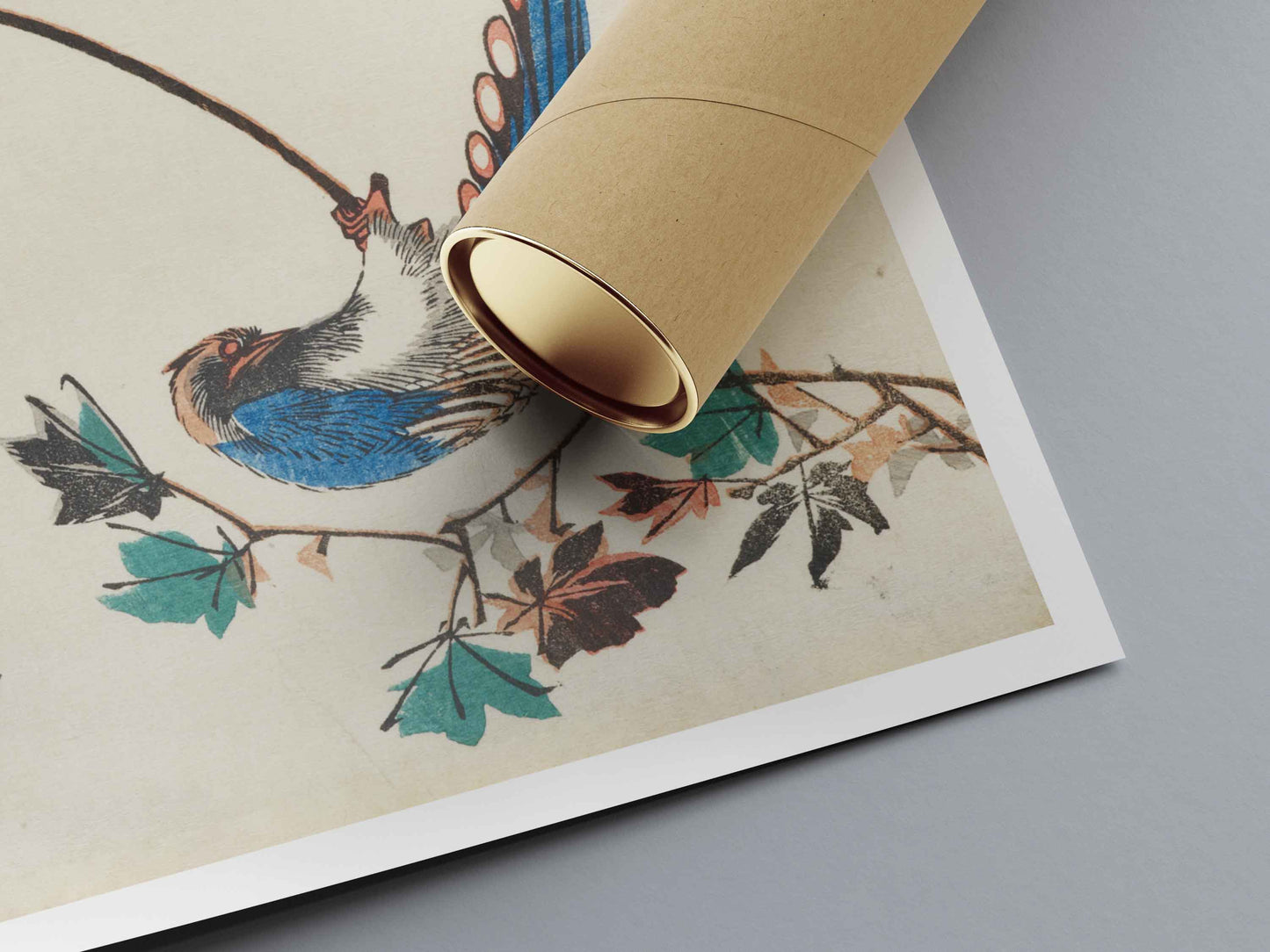 La Pie bleue sur une branche d’érable – Estampe japonaise Ukiyo-e de Utagawa Hiroshige