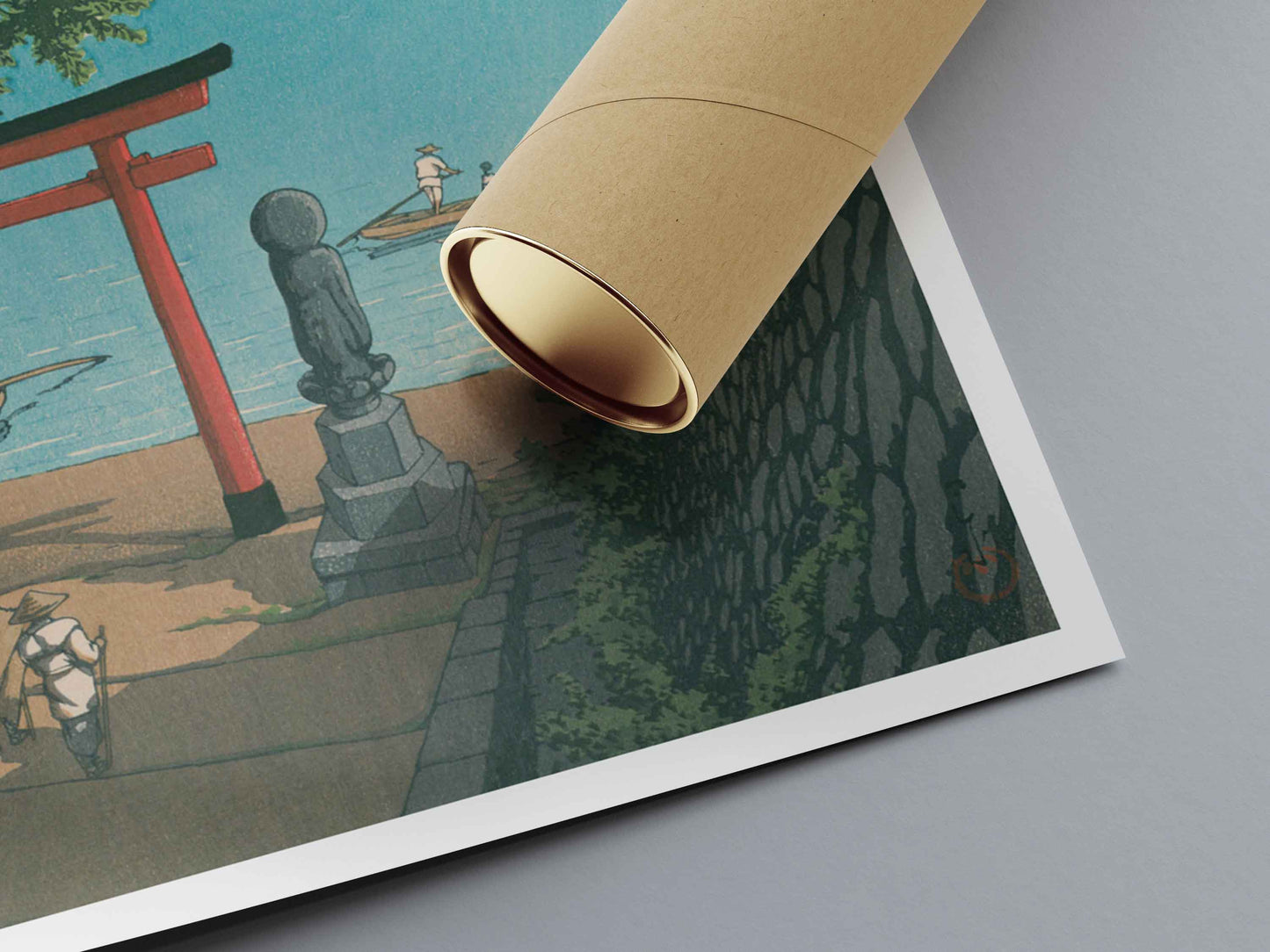 Hasui Kawase poster close up Chuzenji Utaghama woodblock print