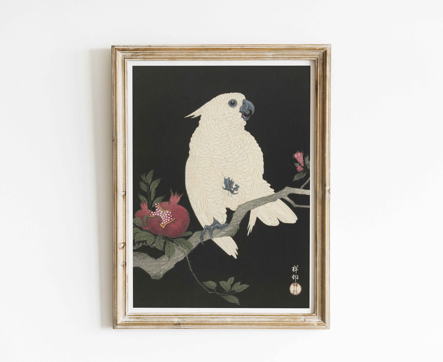 Cockatoo and Pomegranate - Ohara Koson Art Print