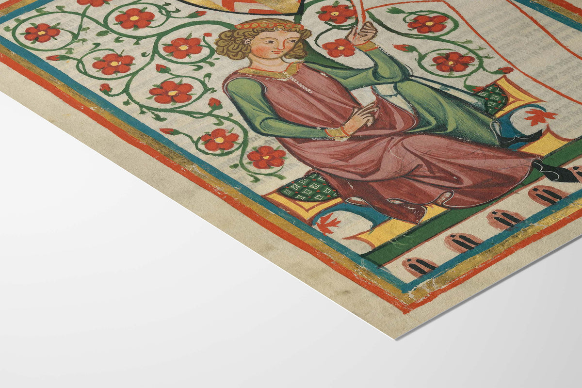 Codex Manesse — Count Rudolf von Neuenburg Among the Roses (fol. 20r)