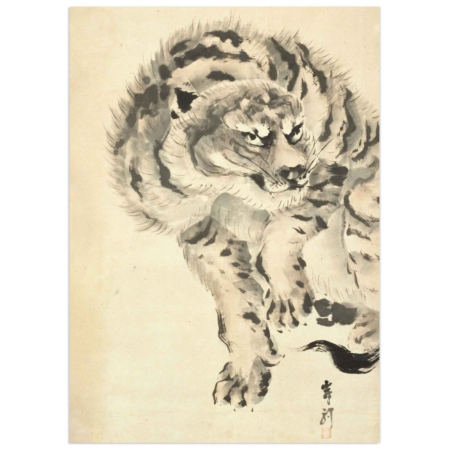 Fierce Tiger – Japanese print, Edo Period – Ganku