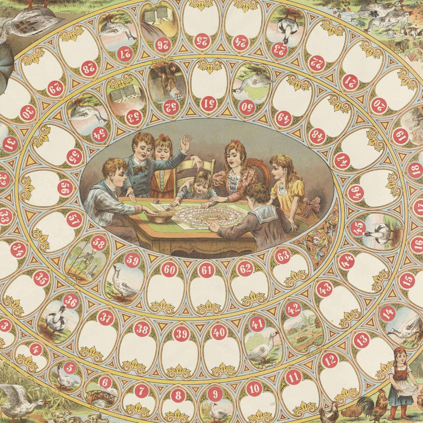 Vintage Game of Goose Printable — Nieuw Vroolijk Ganzenspel, Groningen 19th Century