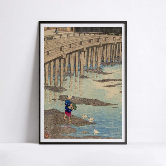 The Gion Bridge in Hondo, Amakusa — Hasui Kawase Art Print
