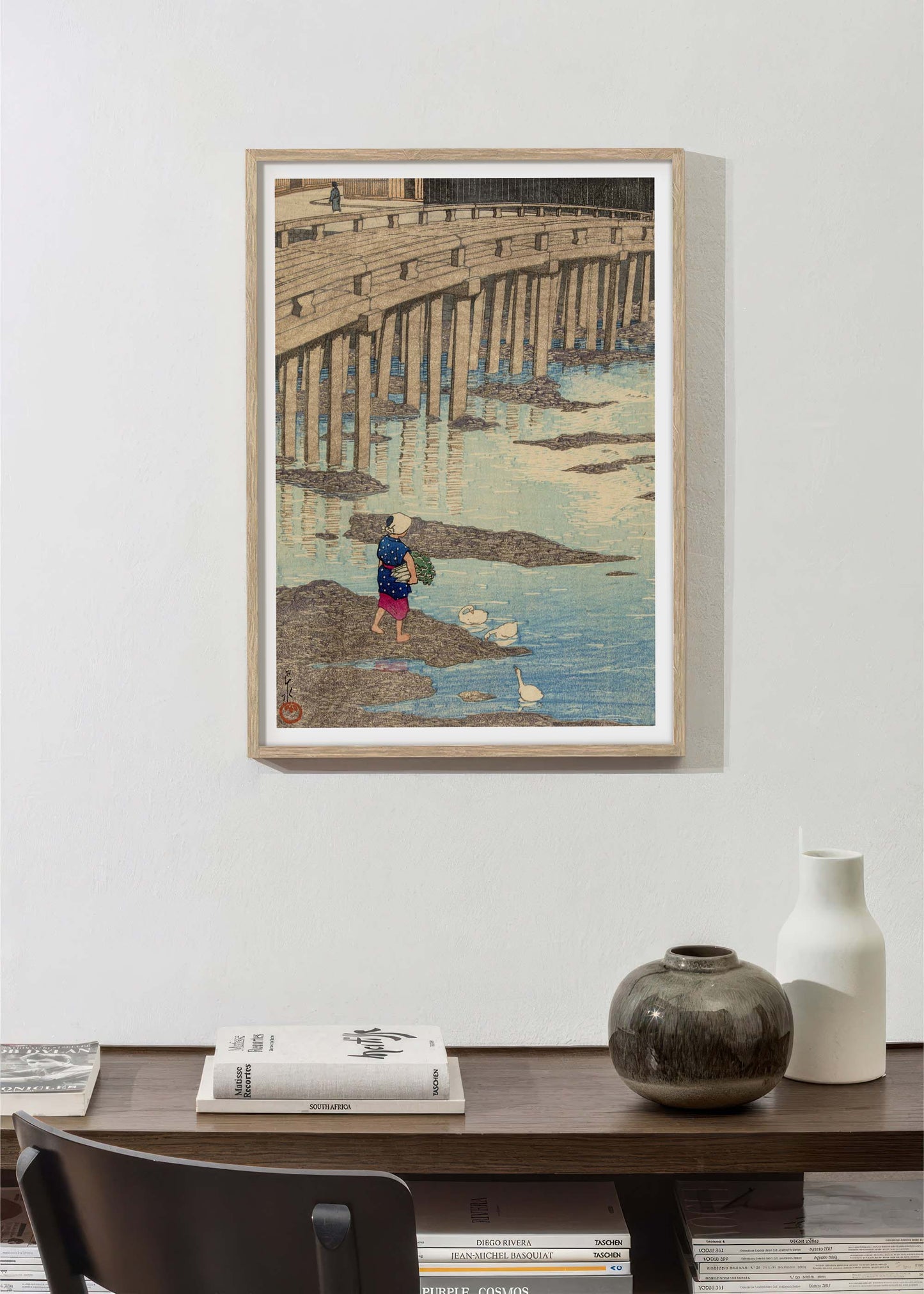 The Gion Bridge in Hondo, Amakusa — Hasui Kawase Art Print