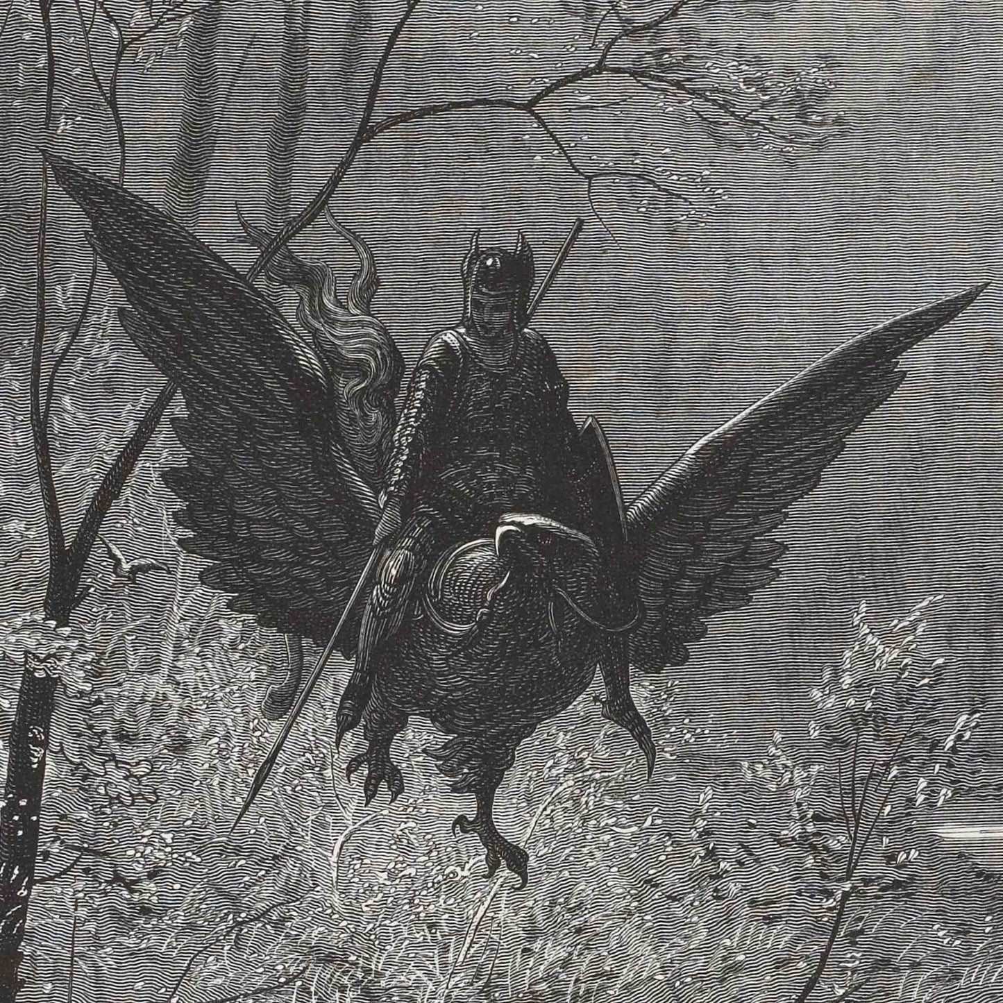 Affiche Chevalier sur Hippogriffe – Gravure de Gustave Doré | Wallango