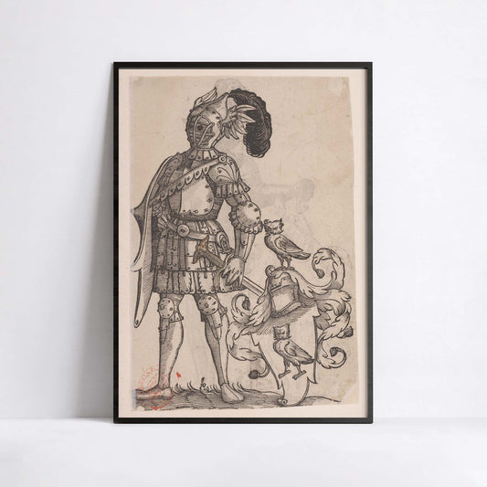 Chevalier et armoiries – Gravure ancienne de Monogrammist CW | Affiche d’art