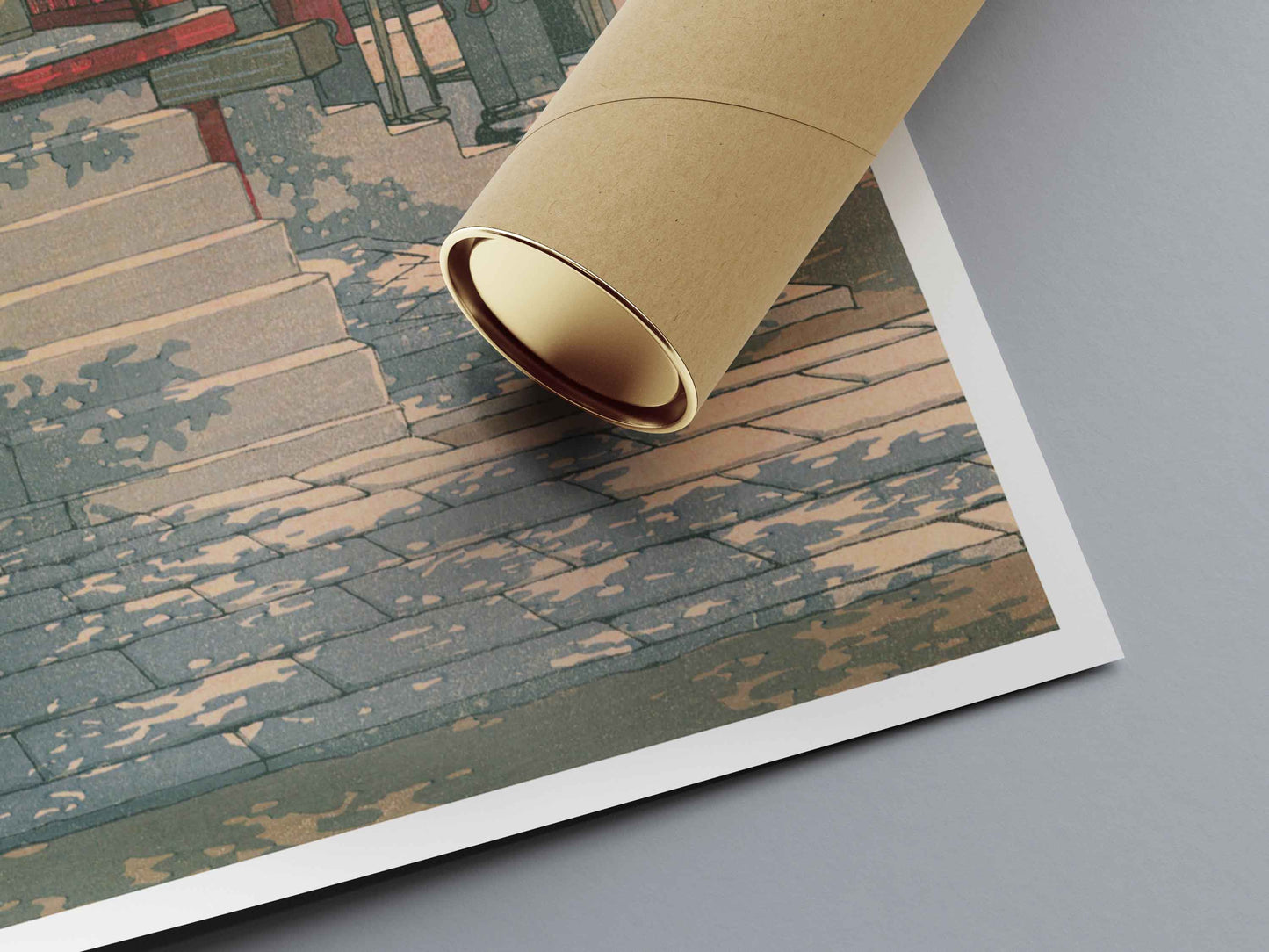 Meduro Fudo Temple poster close up, Hasui Kawase