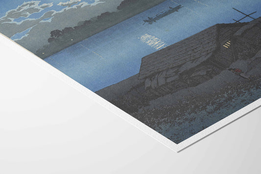 Affiche Kawase Hasui "Lune sur la rivière Arakawa à Akabane"