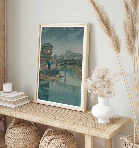 Rain at Shinangawa - Hasui Kawase poster