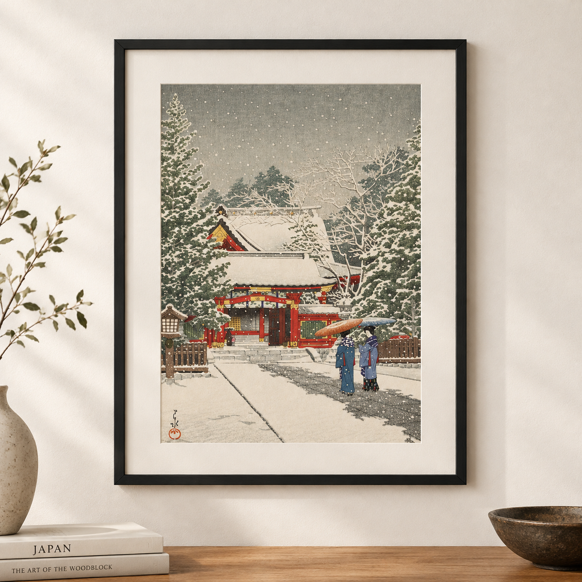 Neige au sanctuaire Hie – Kawase Hasui (1931)