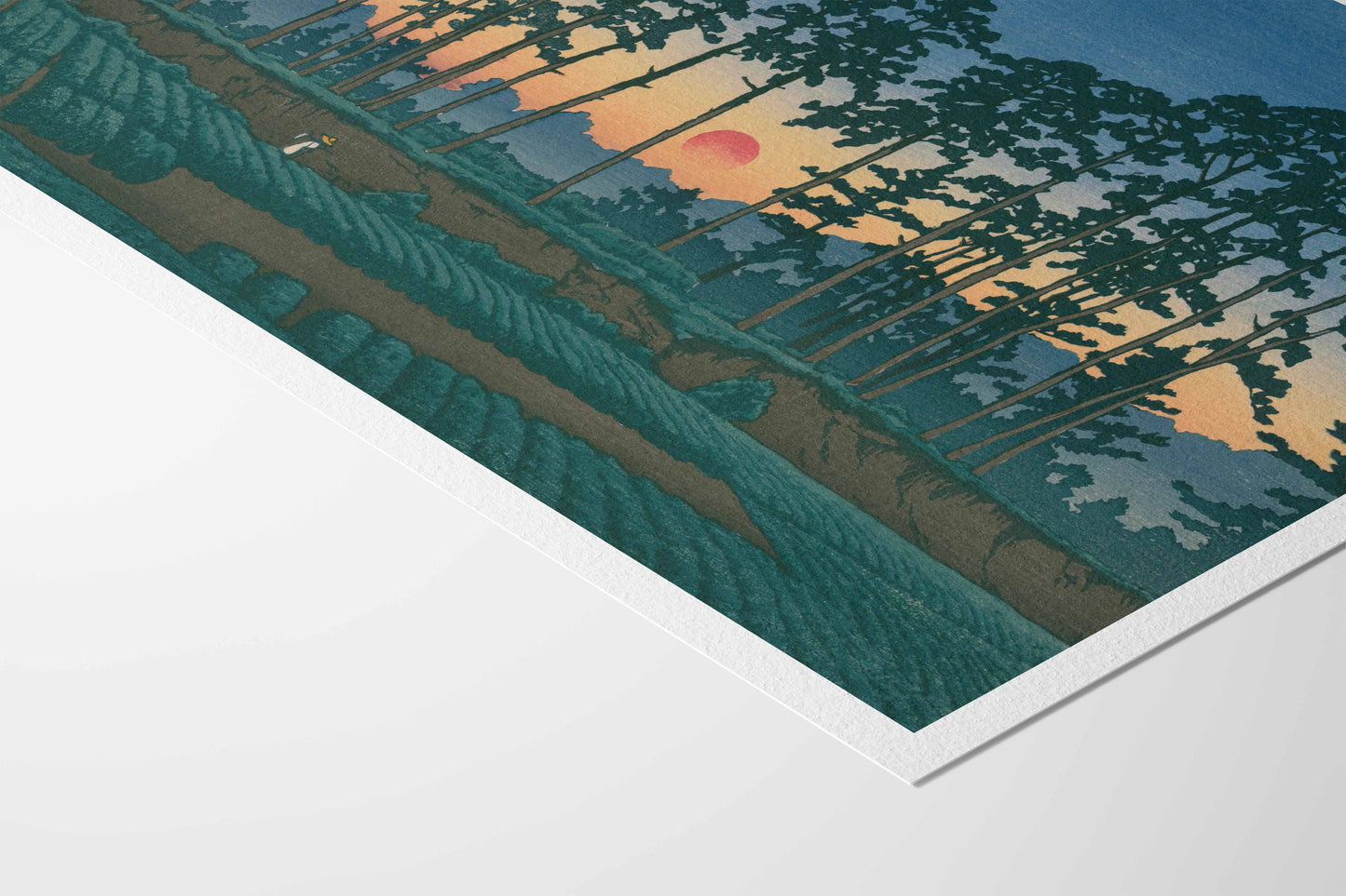 Sunset at Ichinokura, Ikegami - Affiche Kawase Hasui