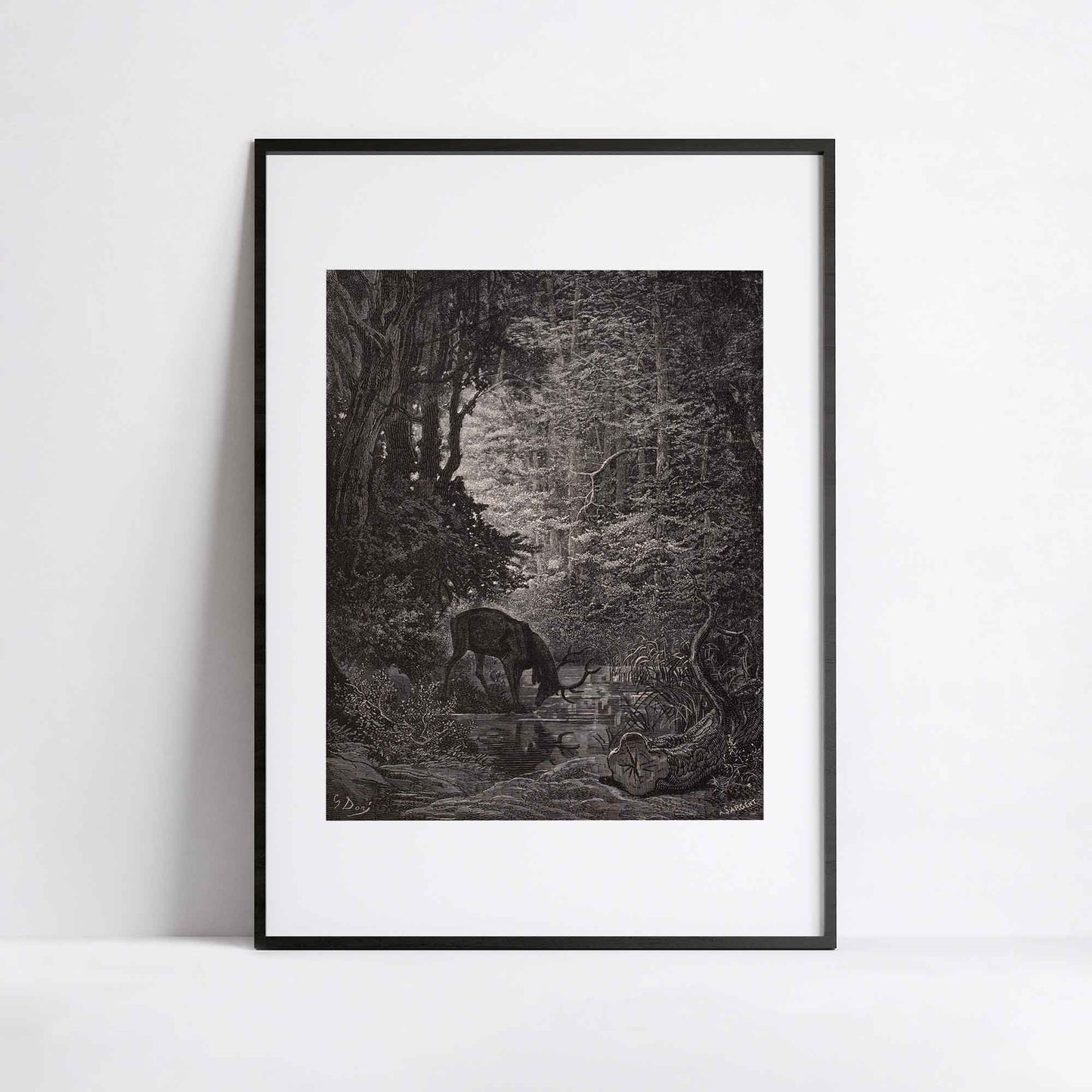 Le Cerf se voyant dans l’eau – Illustration de Gustave Doré pour Les Fables de La Fontaine