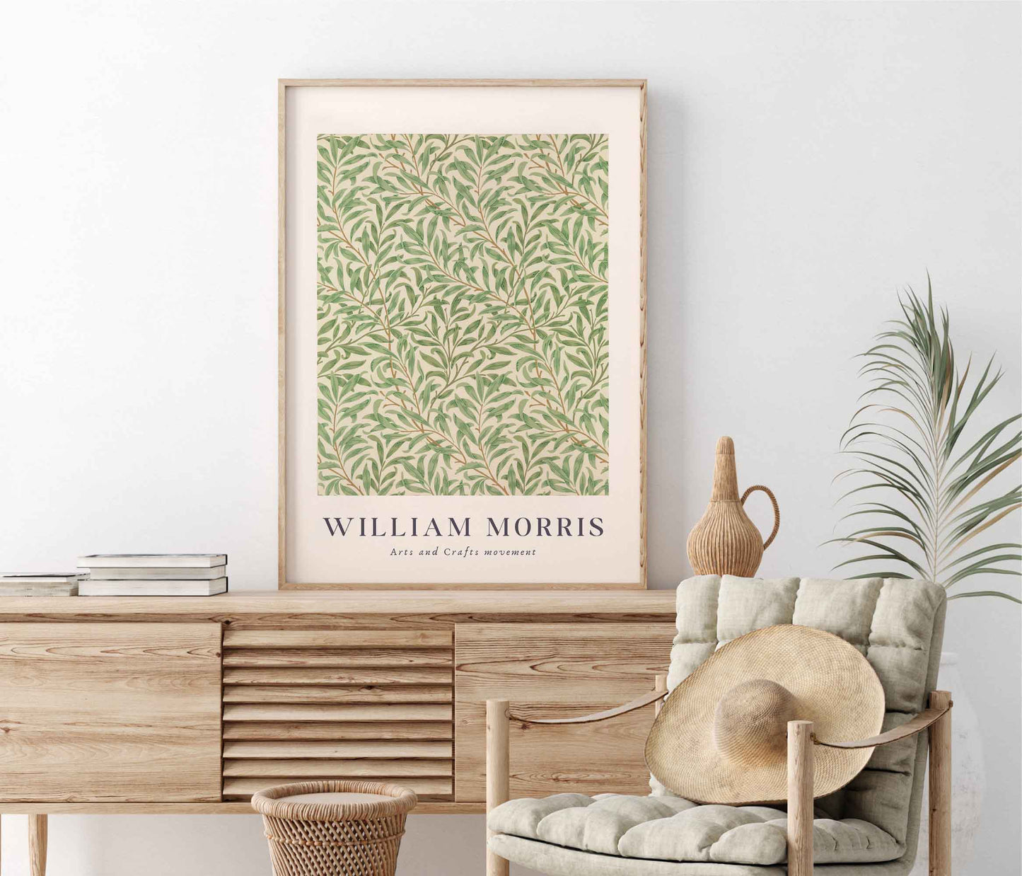 William Morris poster with frame (mockup), willow bough pattern