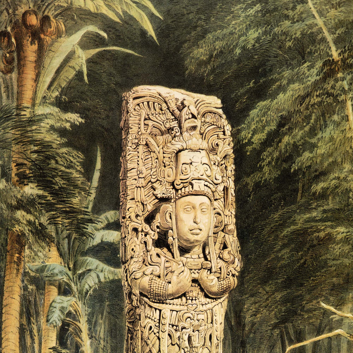 Idole à Copán – Frederick Catherwood (1844)