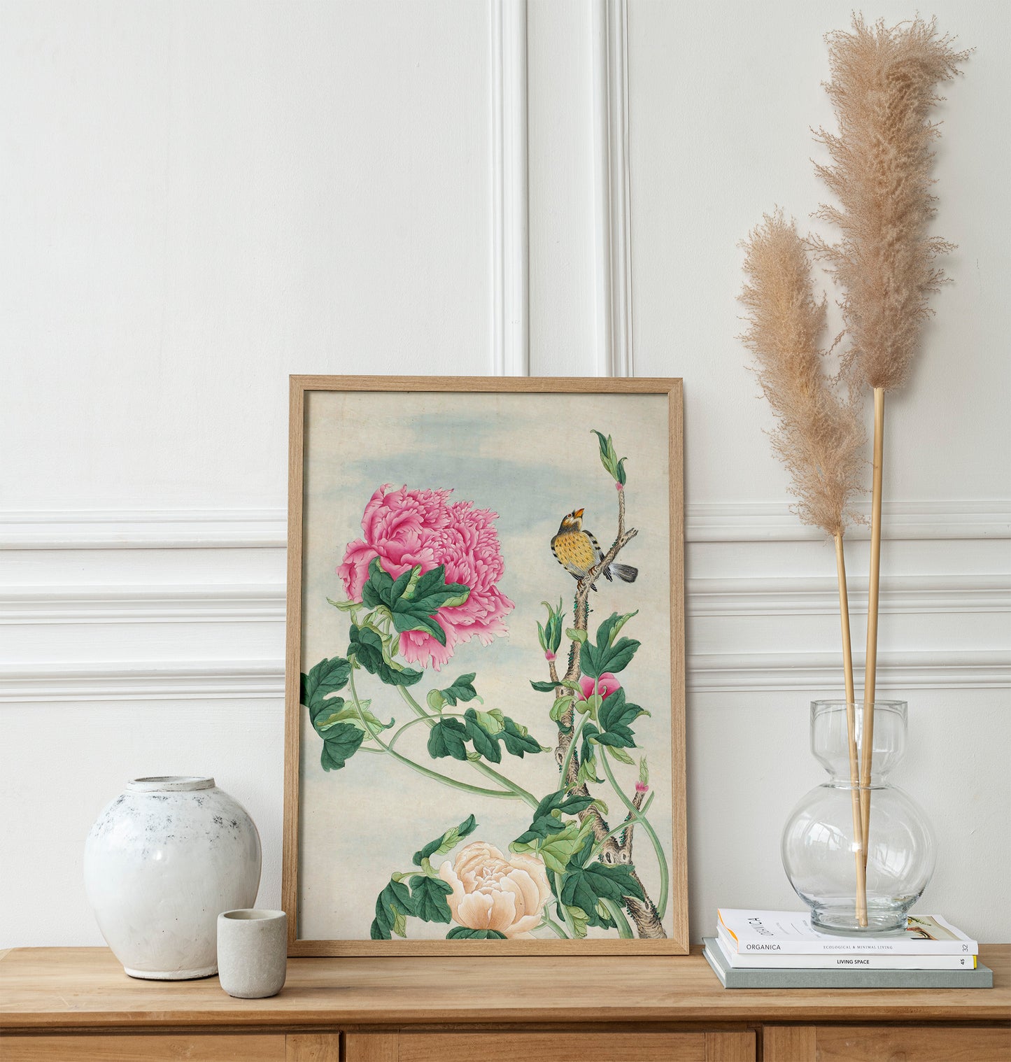 Aquarelle représentant des oiseaux et des fleurs chinoises du XVIe siècle