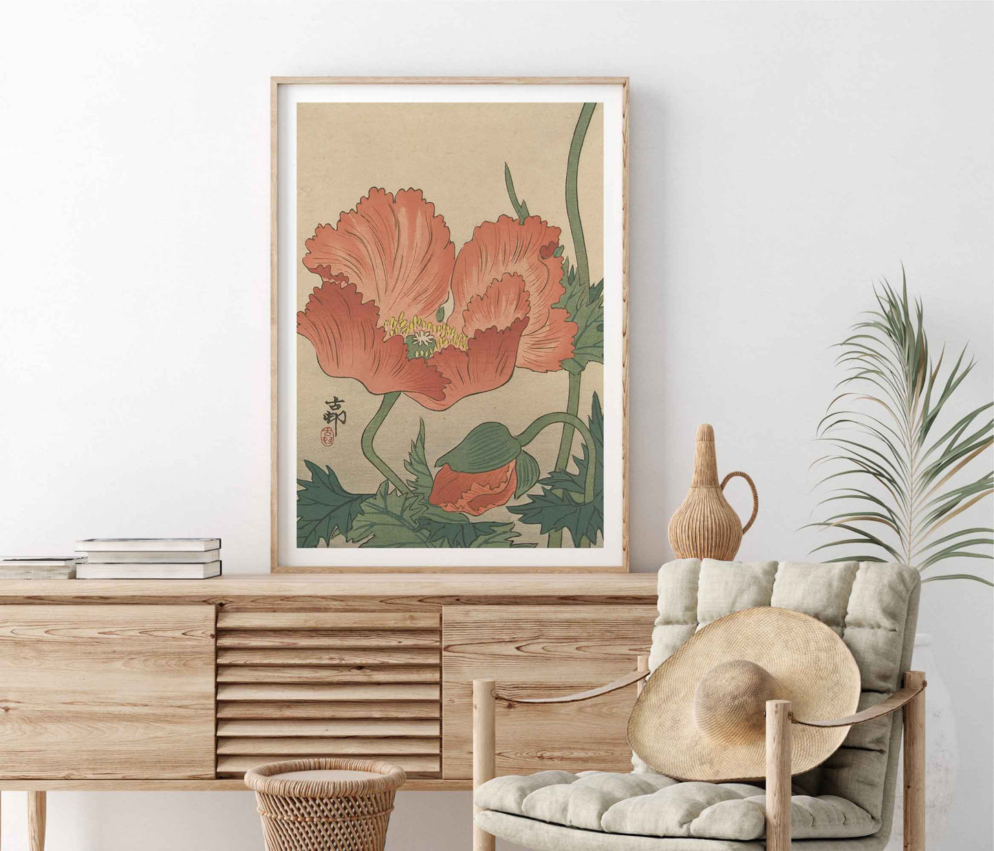 Affiche Ohara Koson "coquelicots" - poster japonais - papier mat 230 gr/m2