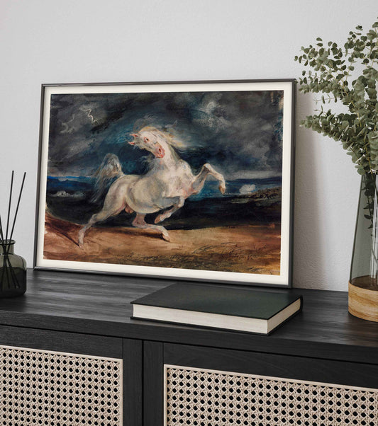 Affiche Eugène Delacroix - Cheval effrayé par la foudre