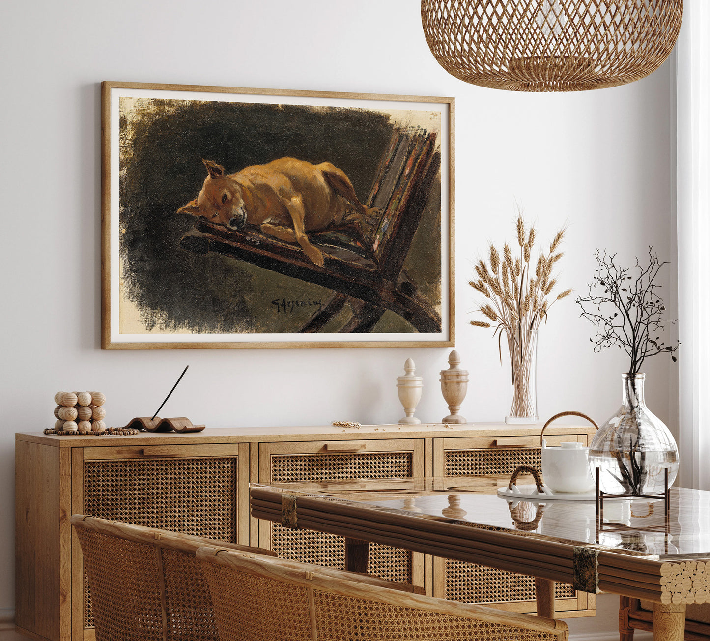 Chien couché, peinture de Georg Arsenius