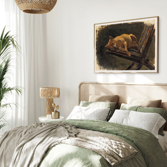 Chien couché, peinture de Georg Arsenius