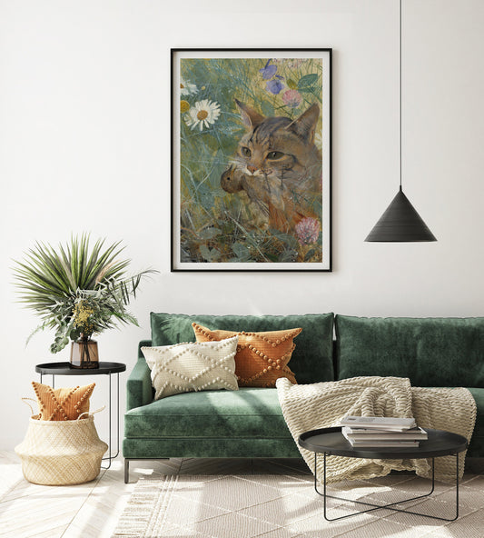 Un chat avec un oisillon dans la gueule, de Bruno Liljefors