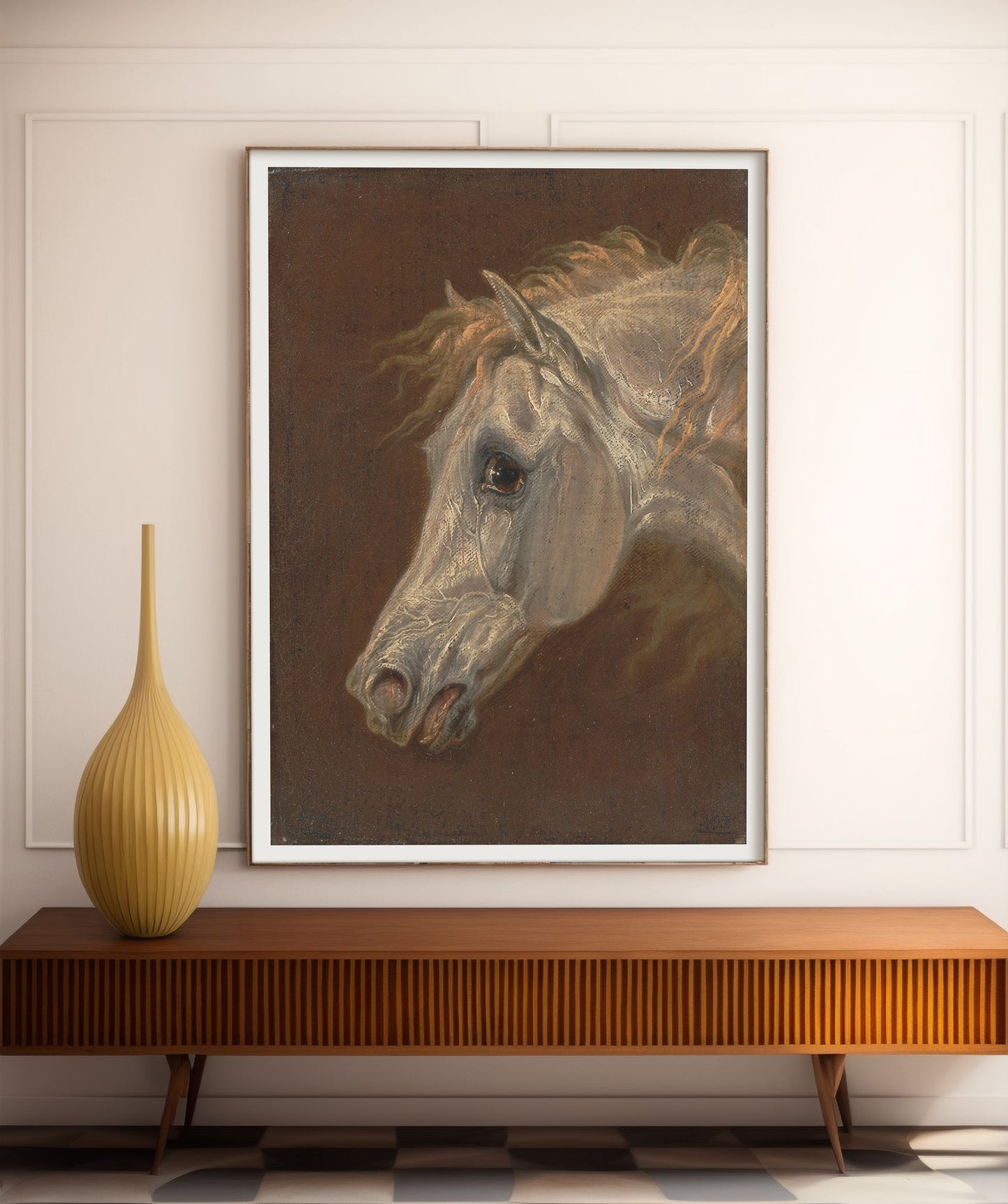 Tête d'un cheval arabe gris par Martin Theodore Ward
