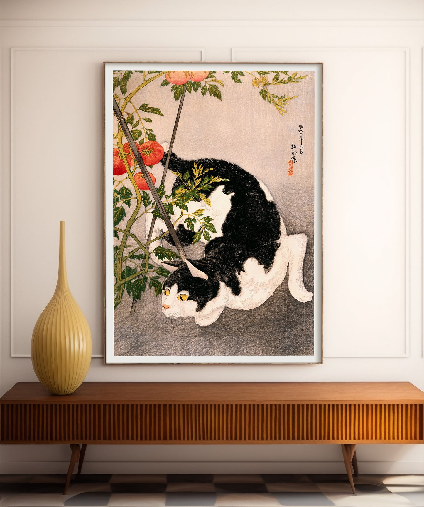 Black Cat and Tomato Plant, Takahashi Hiroaki poster