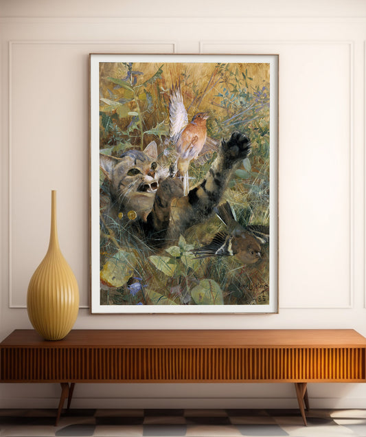 Un chat et un pinson, de Bruno Liljefors