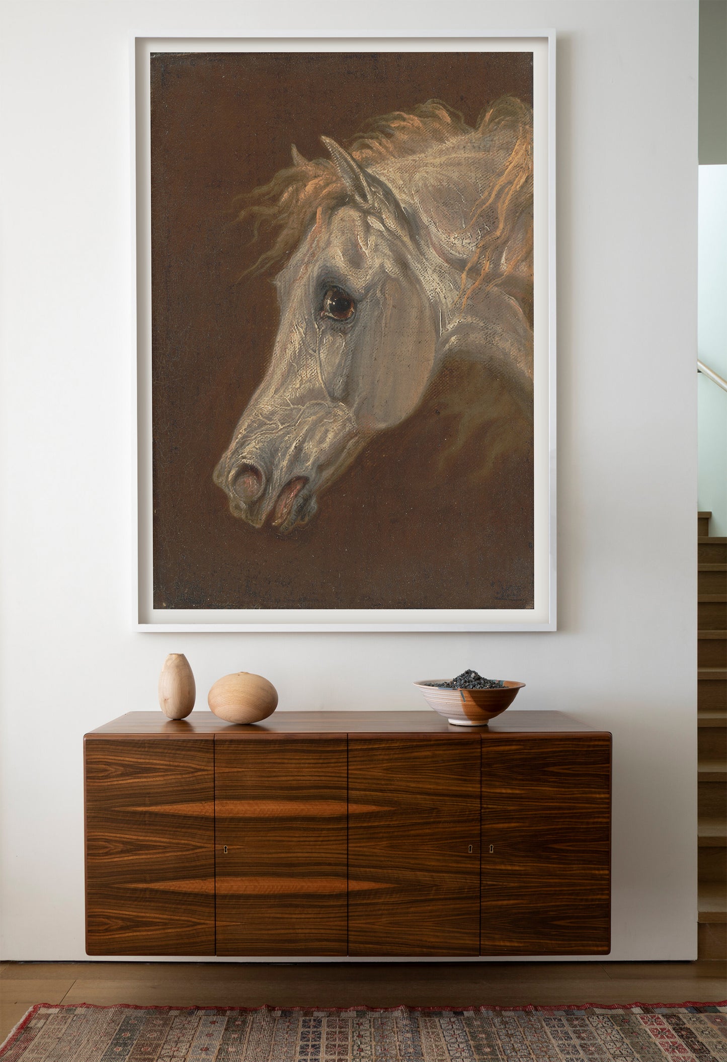 Tête d'un cheval arabe gris par Martin Theodore Ward