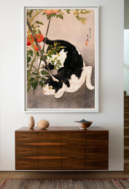 Black Cat and Tomato Plant, Takahashi Hiroaki poster