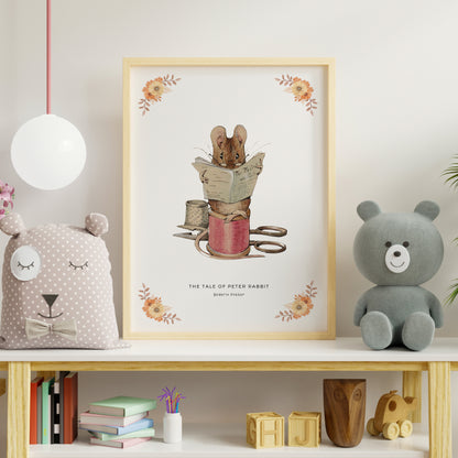 Little mouse reading - The Tale of Peter Rabbit Beatrix Potter Digital Print