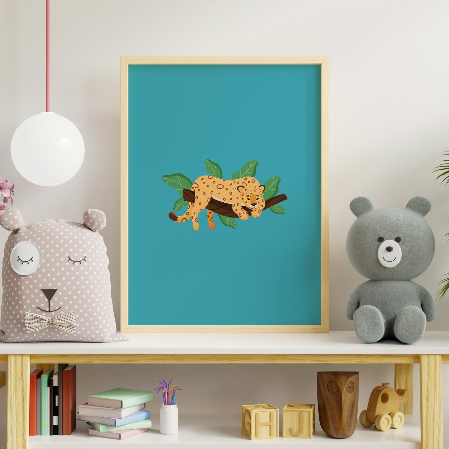 Affiche léopard enfant – Illustration animale douce