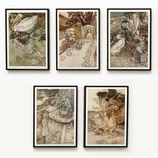 Alice in Wonderland - Set of 5 art prints