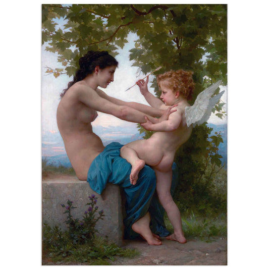 Jeune fille se défendant contre l'amour, affiche de William Bouguereau