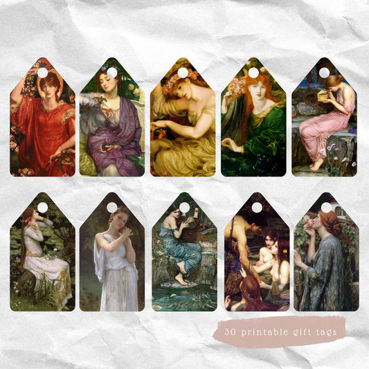 Étiquettes cadeaux préraphaélites
