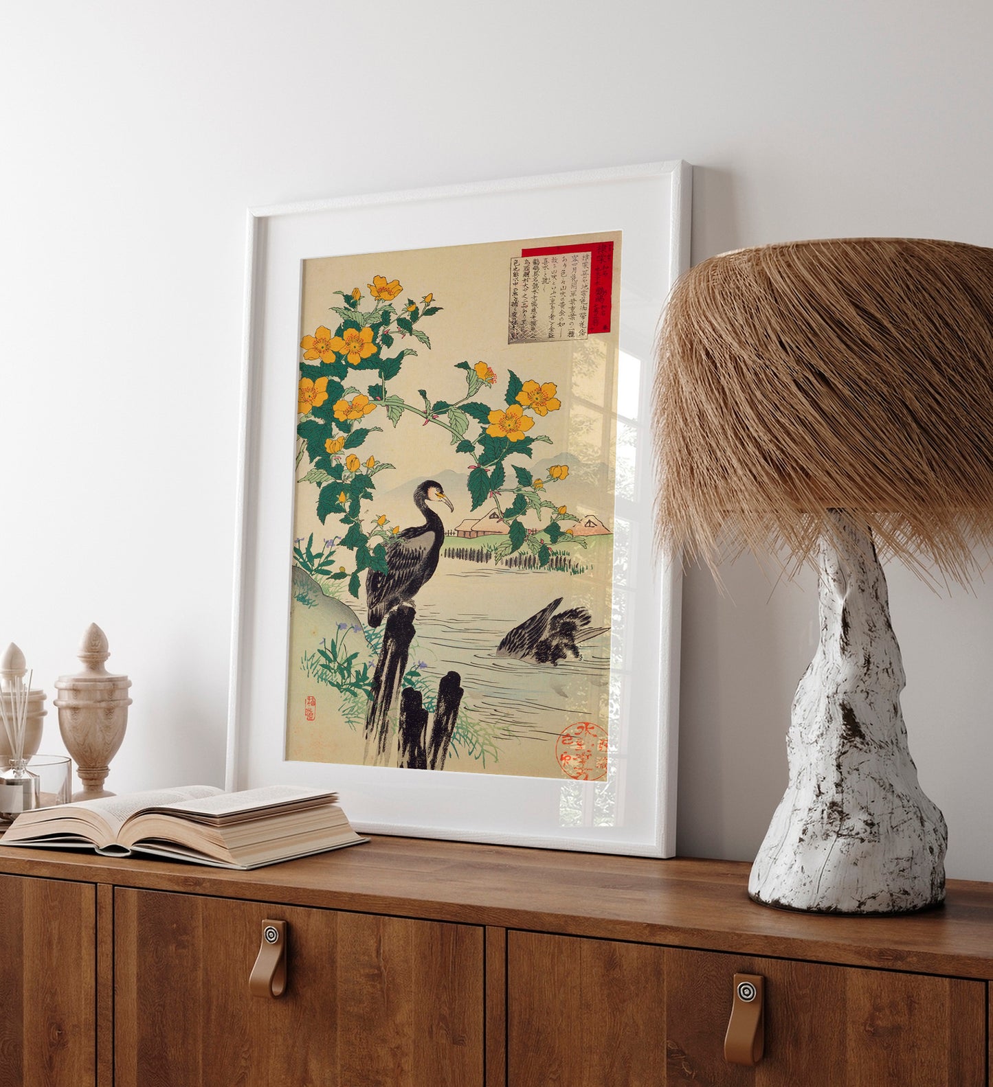 Kerria japonaise et cormorans