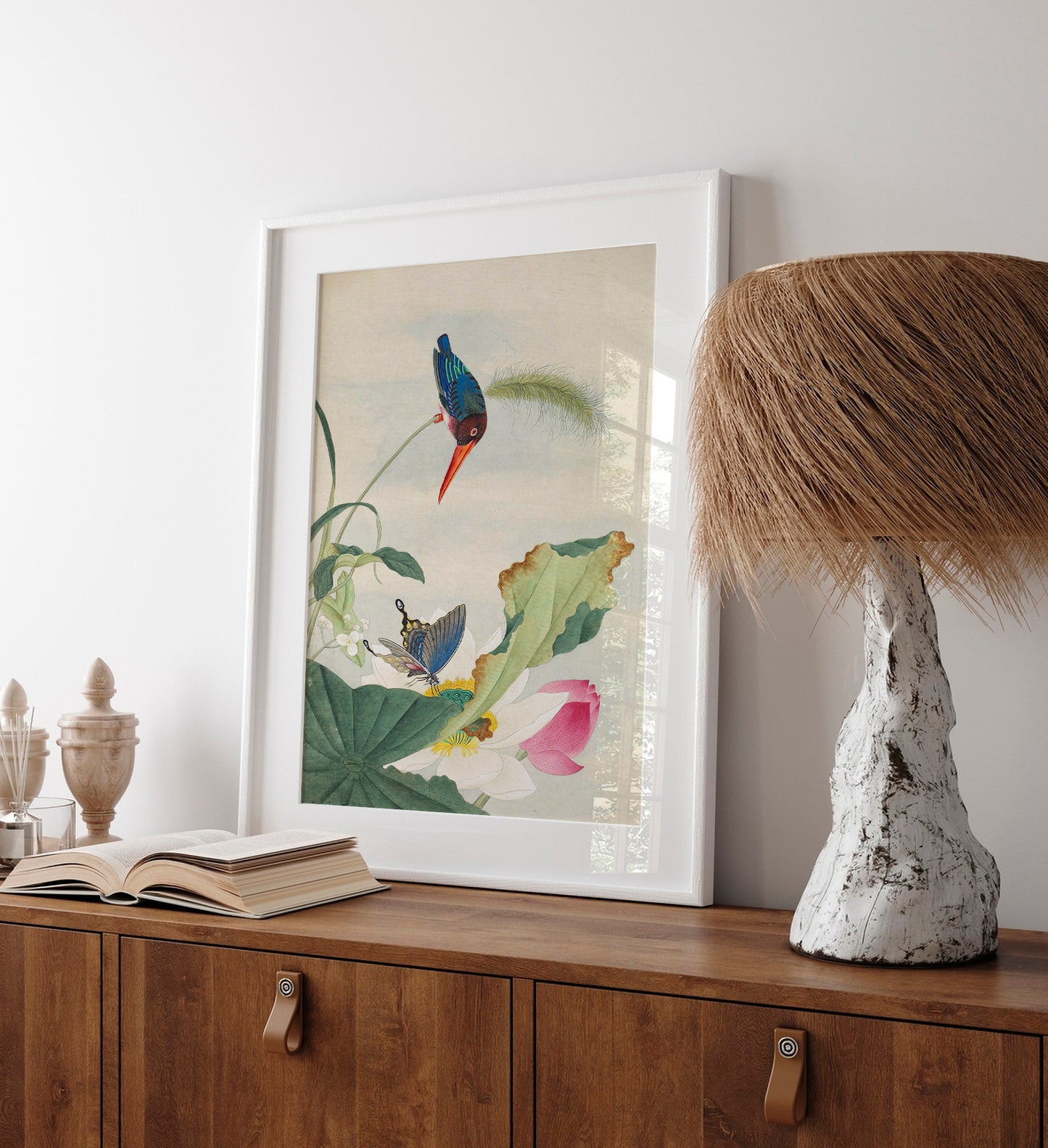 Aquarelle chinoise d'oiseaux et de fleurs