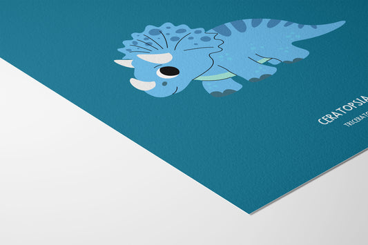 Affiche tricératops bleu à imprimer