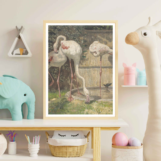 Flamants roses mignons | Cadeau d’art mural imprimable