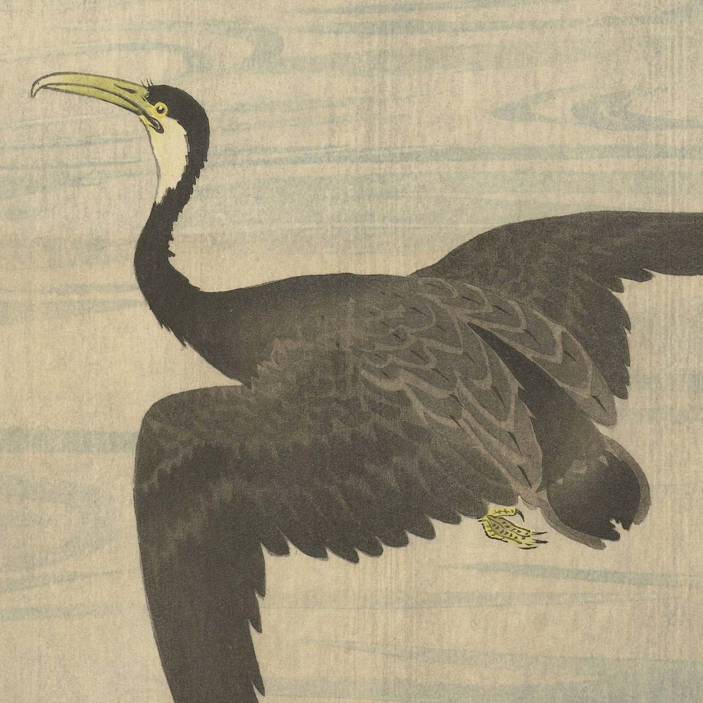 Cormoran en vol – Reproduction d’estampe d’Ohara Koson