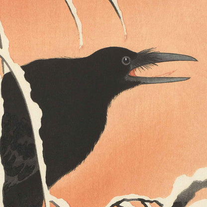 Corbeau sur une branche enneigée, Ohara Koson