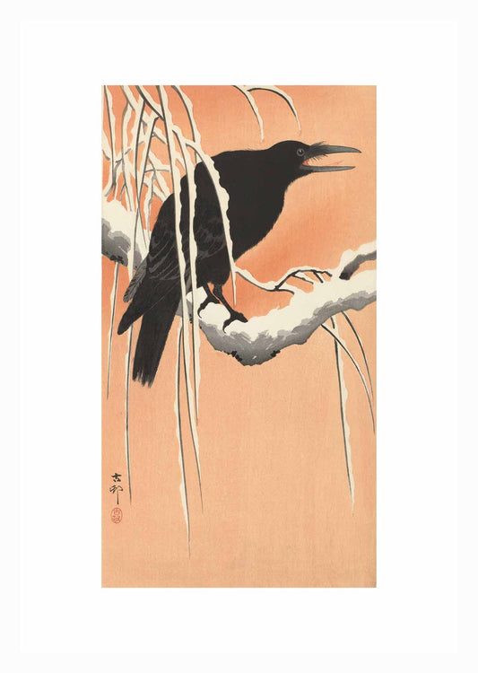 Corbeau sur une branche enneigée, Ohara Koson