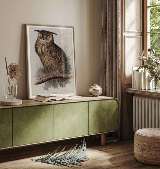 Eagle Owl Poster (Bubo maximus) - Edward Lear