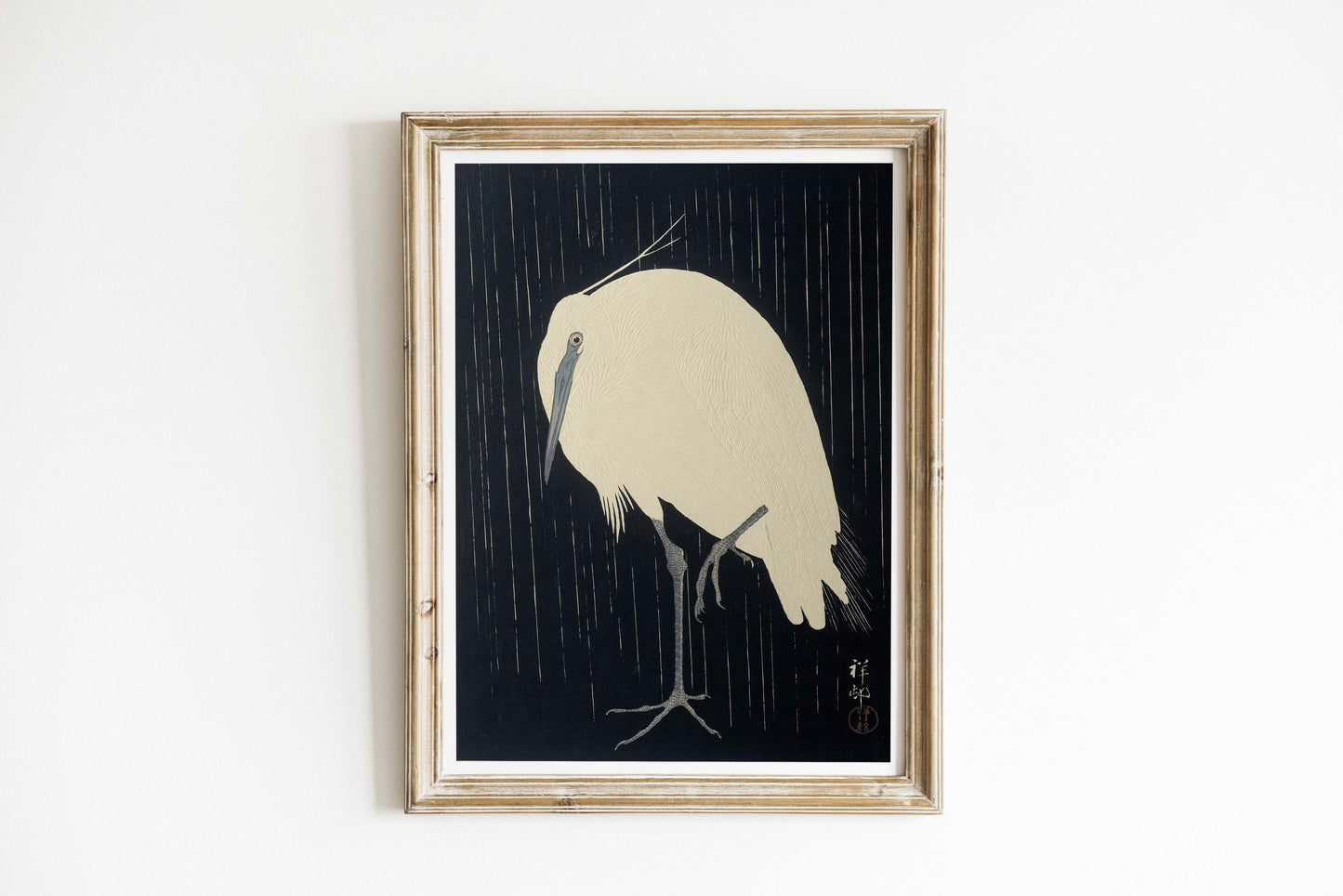Aigrette sous la pluie – Ohara Koson