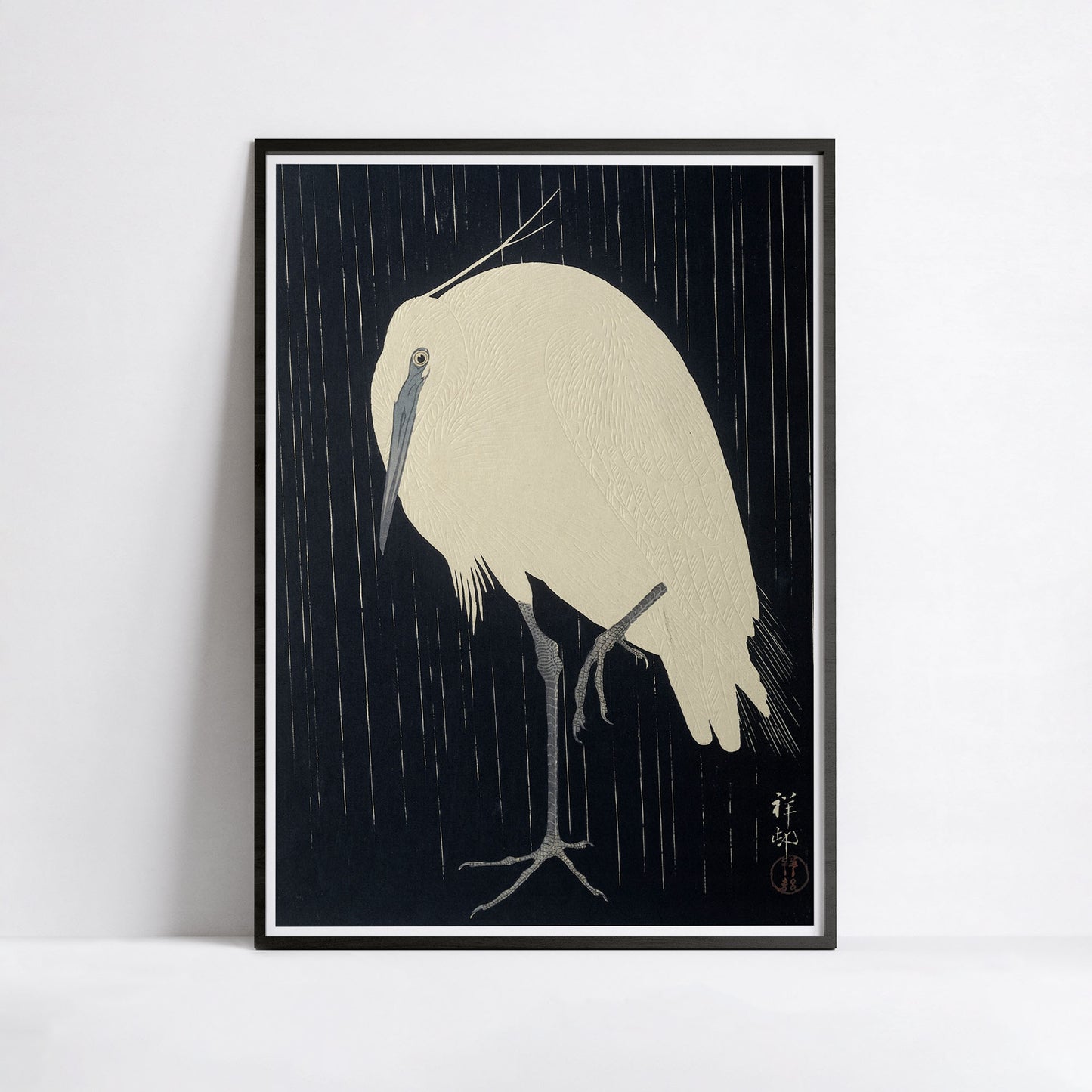 Aigrette sous la pluie – Ohara Koson